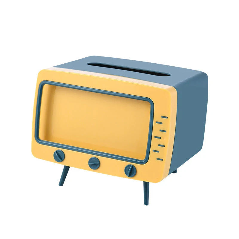 Stylish tissue box organiser with mobile phone holder in various colours for living room decor