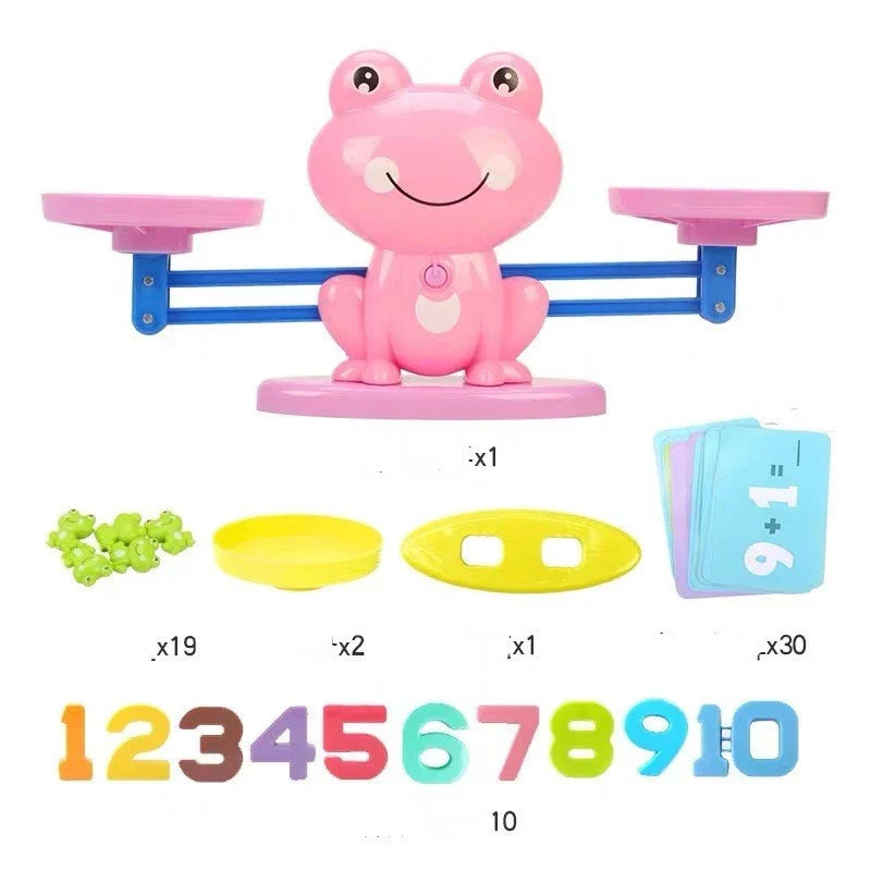 Engaging early learning math balance toys for preschool children featuring colorful animal designs