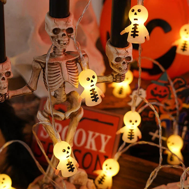 Cozy Halloween Lighting Chain with Pumpkins, Ghosts, and Bats creates a warm, festive glow for your home decor
