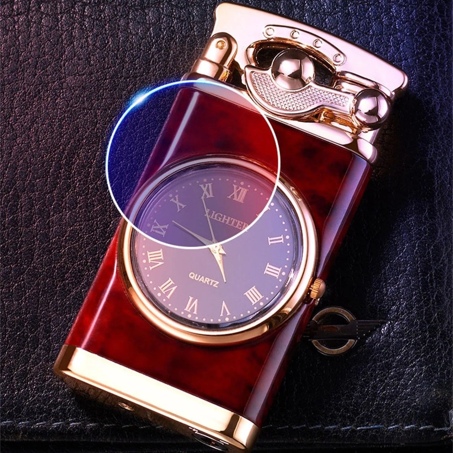 A versatile butane lighter watch with various color options and flame styles