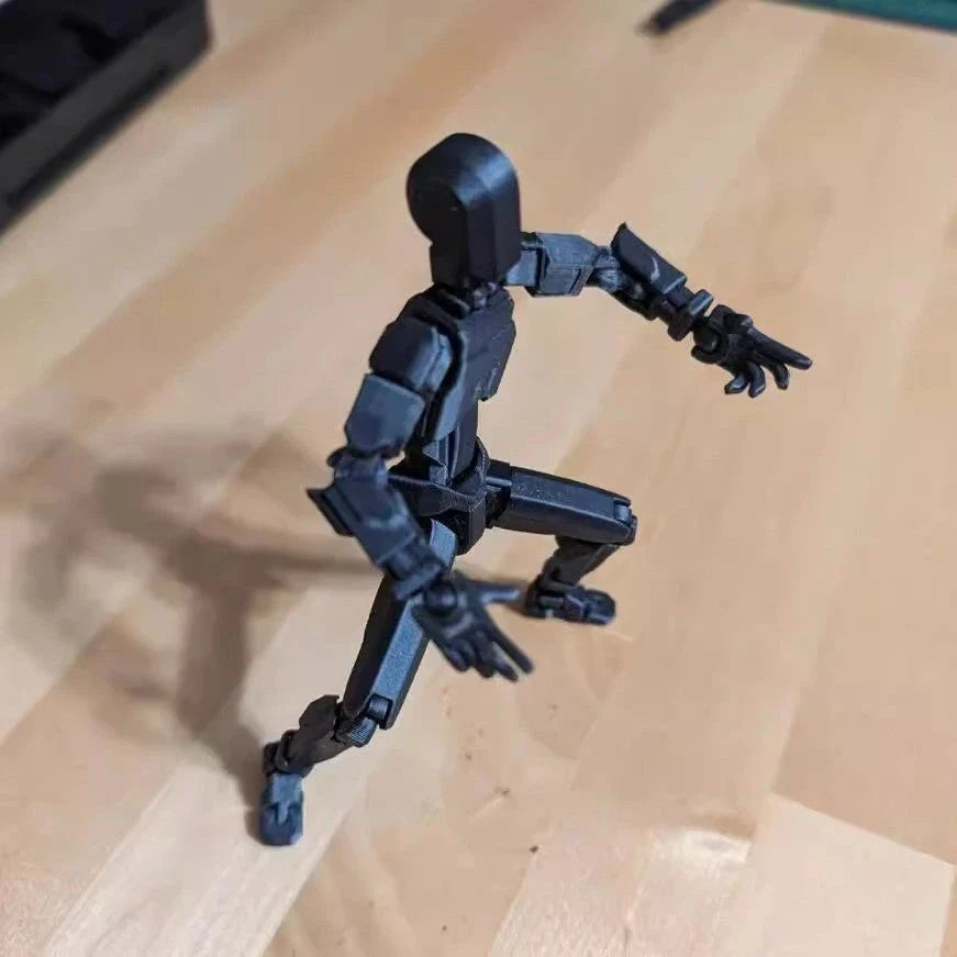Poseable 3D-printed transforming robot action figure toy in various bright colors