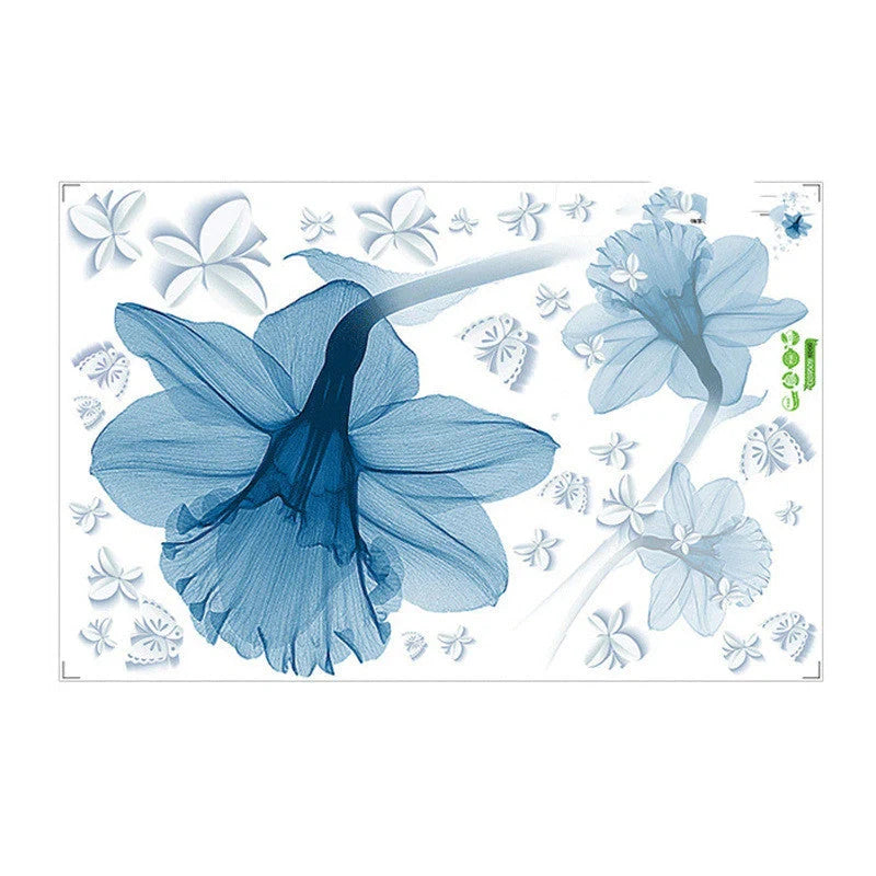 Nordic blue flower background decorative wall stickers for living room