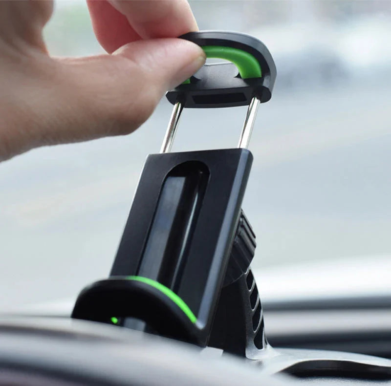 Versatile 360-degree rotating car phone mount with sleek black design, made with premium materials for secure and convenient smartphone use while driving