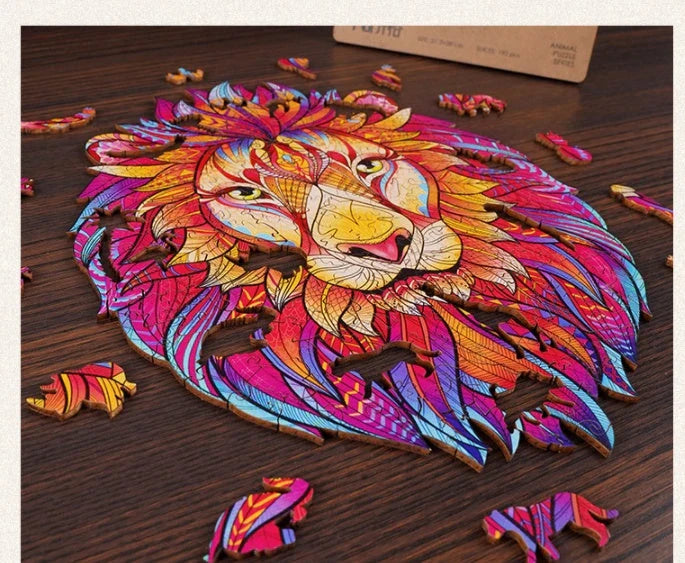 Charming wooden animal puzzles featuring a variety of wild creatures like foxes, wolves, and owls, perfect for a unique Christmas gift.