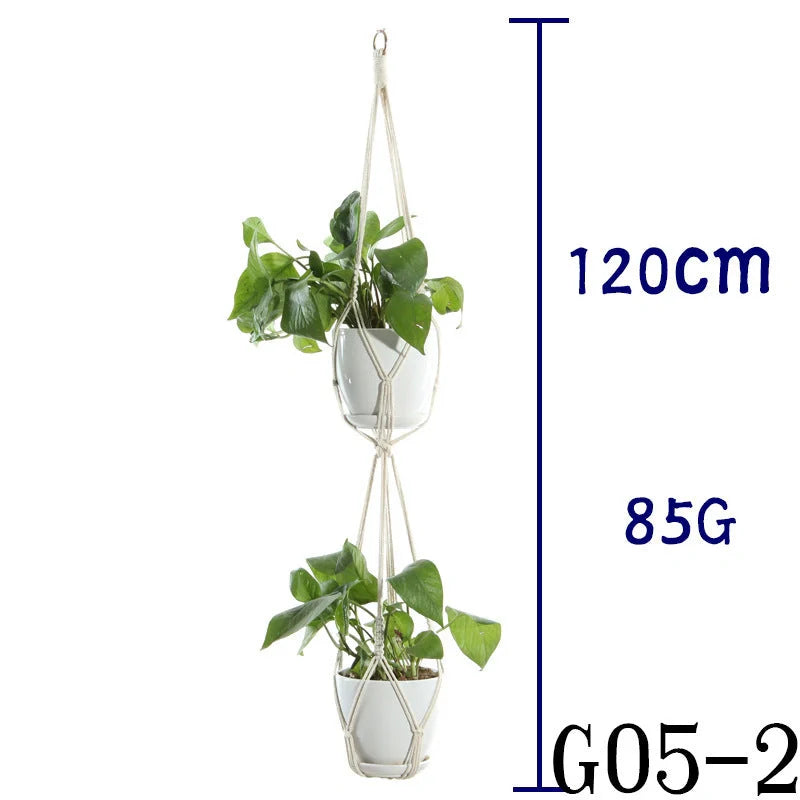 Stylish hanging cotton rope plant holder for indoor and outdoor decoration