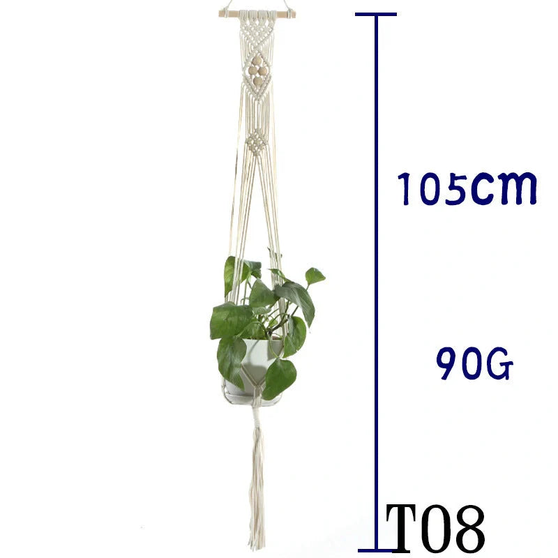 Stylish hanging cotton rope plant holder for indoor and outdoor decoration