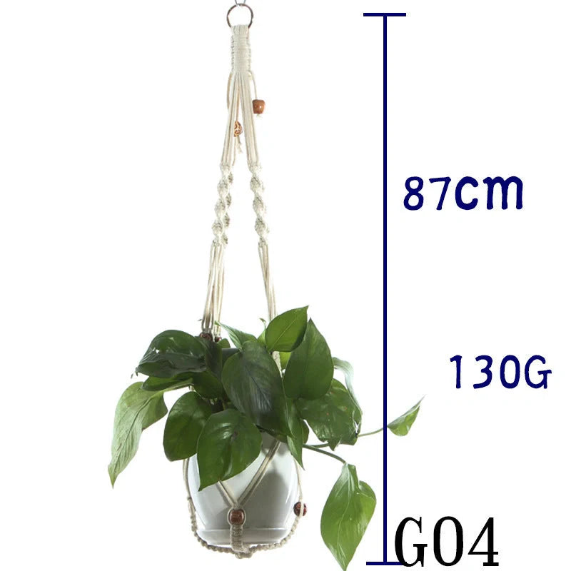 Stylish hanging cotton rope plant holder for indoor and outdoor decoration