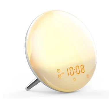 Natural wake-up light alarm clock with soothing nature sounds and customisable ambient lighting