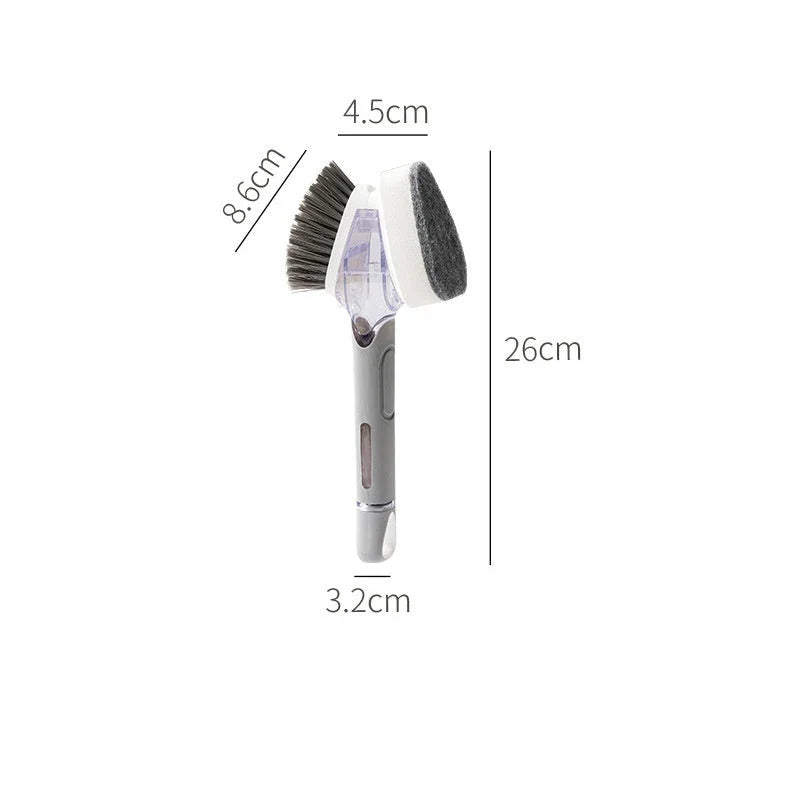 Versatile kitchen cleaning brush with long handle, dual-headed design for versatile cleaning tasks