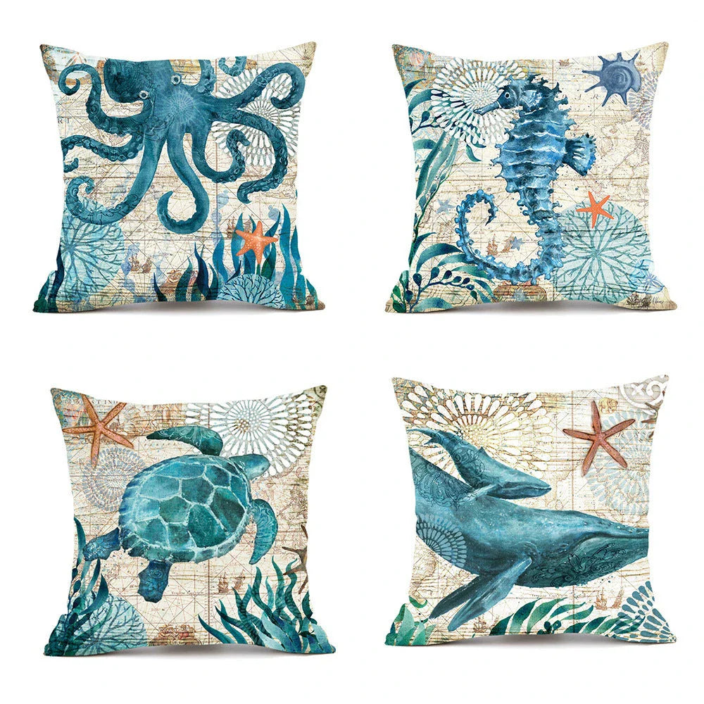 Stylish Sea Life Cushion Covers featuring vibrant marine-inspired designs to enhance British home decor