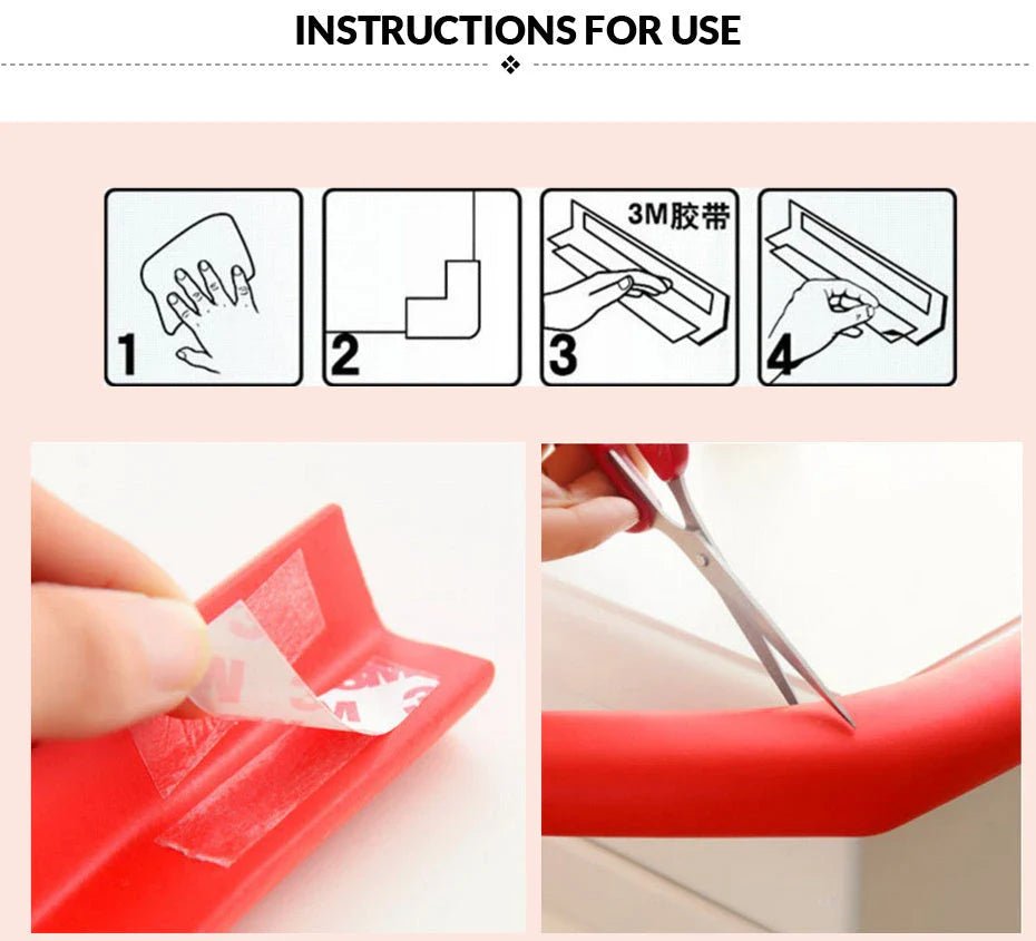 L-shaped furniture edge protector made of thick, soft, and flexible material to absorb impacts and prevent collisions for child safety