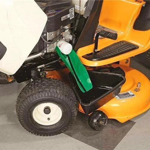Multipurpose flexible automotive funnel in green colour, used for transferring fluids and dry ingredients while preventing spills
