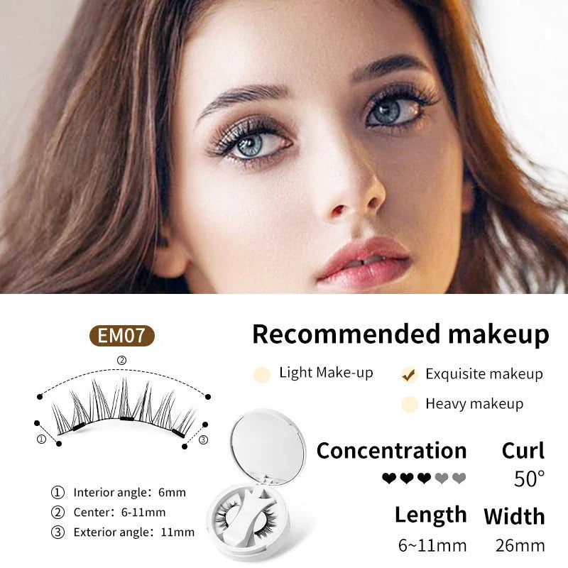 Magnetic false eyelashes with storage box, glue-free and natural-looking lash enhancement