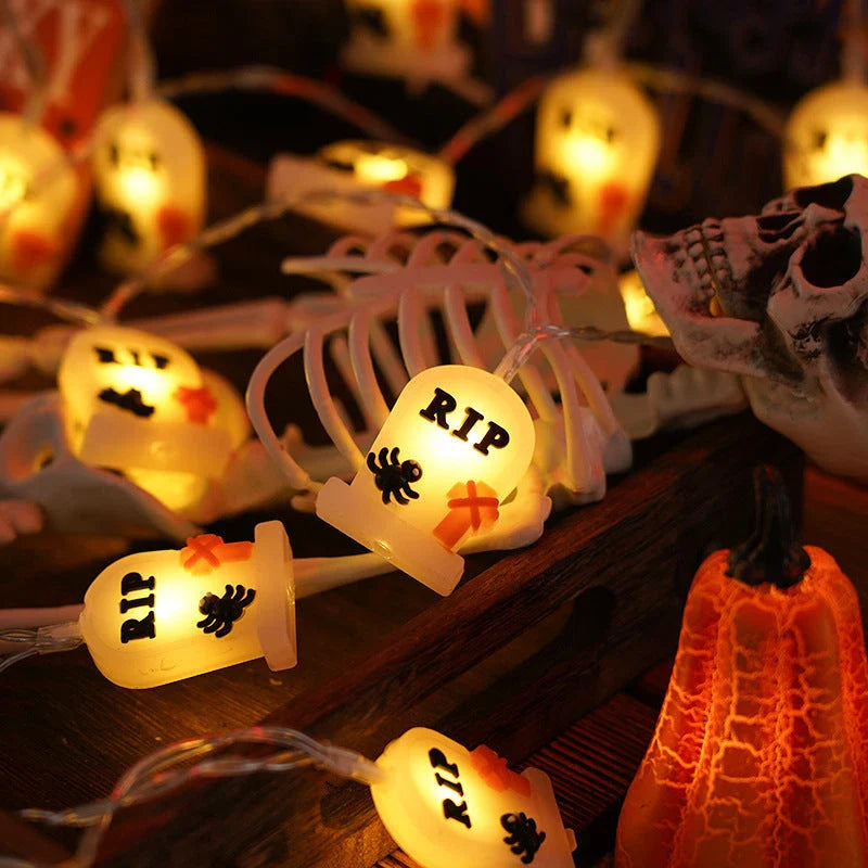 Cozy Halloween Lighting Chain with Pumpkins, Ghosts, and Bats creates a warm, festive glow for your home decor