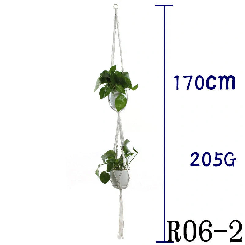 Stylish hanging cotton rope plant holder for indoor and outdoor decoration
