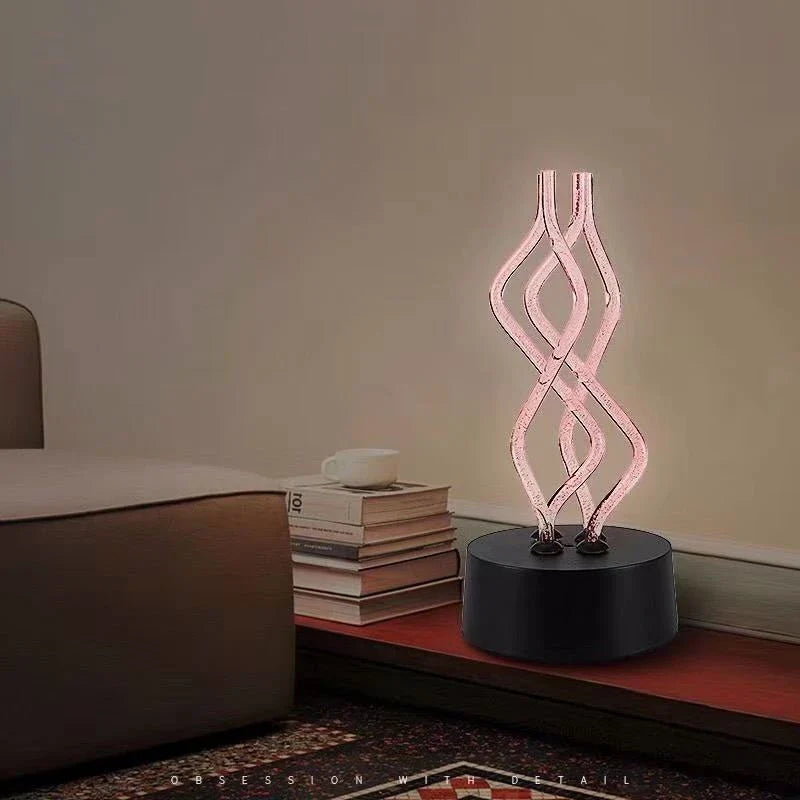 Colorful acrylic table lamp with dancing light display, 7 color-changing modes, and USB or battery power options
