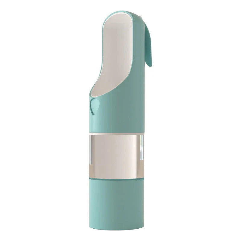 Portable pet water feeder with carbon filter, leak-proof design, and hands-free strap for outdoor hydration