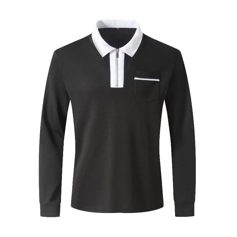2024 Autumn Men's Long Sleeve Zipper Polo Shirts in various colours
