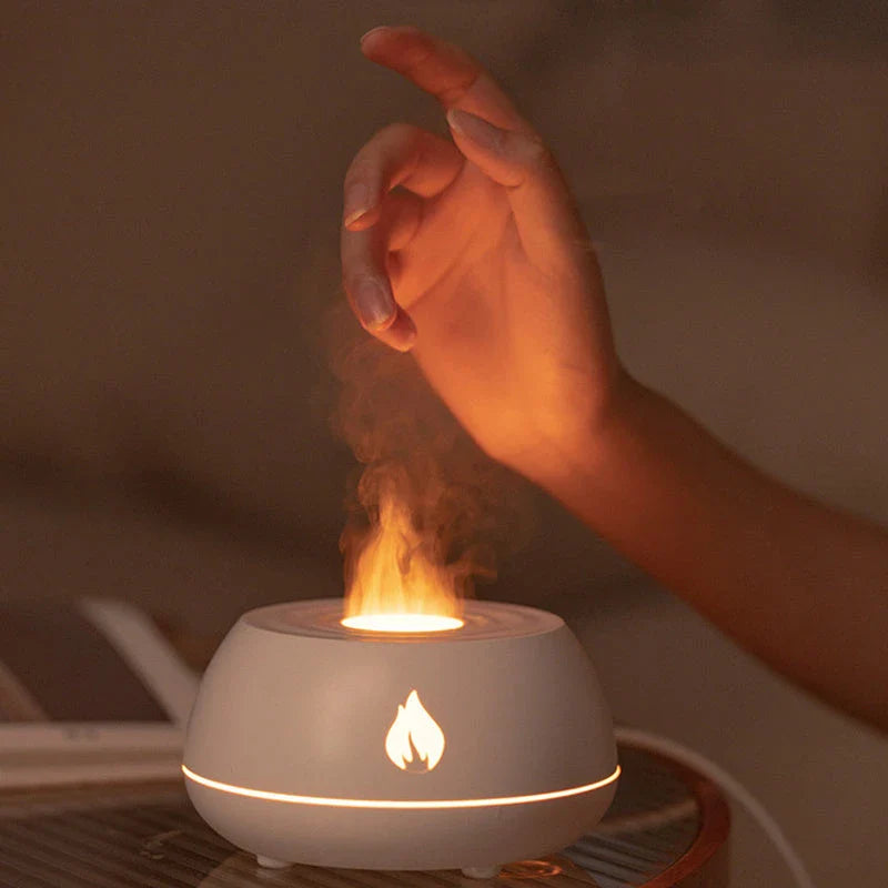 Aromatherapy Mist Humidifier with Flame-like Lighting Effects, USB-Powered Relaxation Device for Home