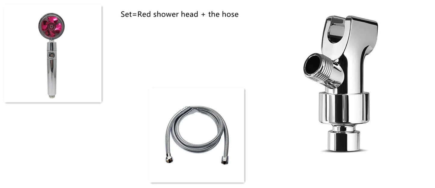 360-degree rotating high-pressure shower head with built-in fan and adjustable water spray