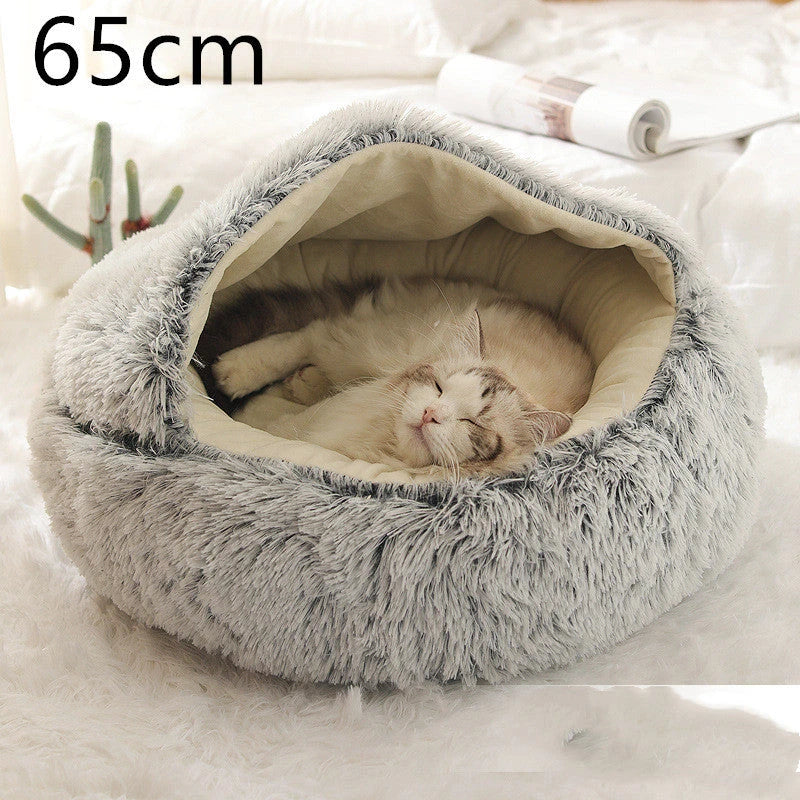 Cozy and comfortable 2-in-1 pet bed for cats and dogs, featuring plush, warm, and soft materials