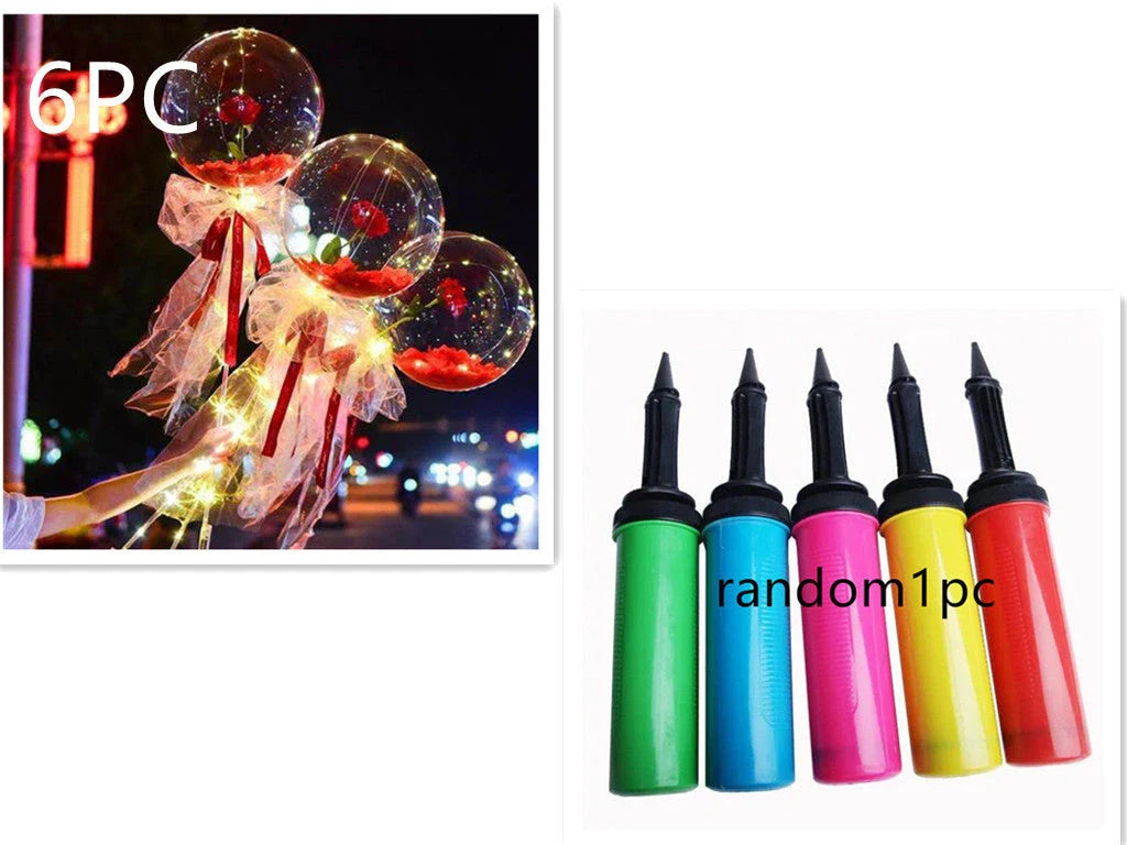 A luminous bouquet of glowing rose-shaped balloons, creating a magical and enchanting display.