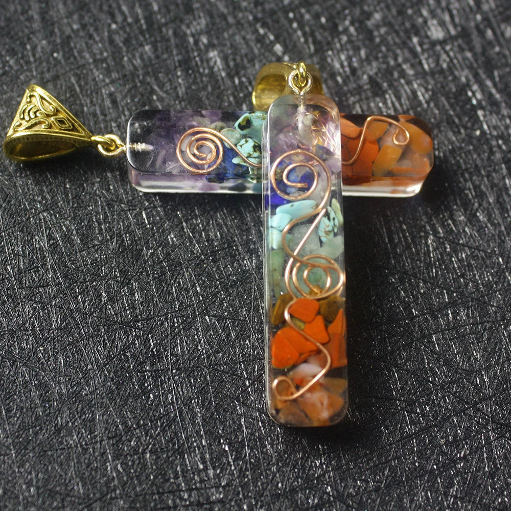 A stunning chakra crystal pendant with natural patterns and organic imperfections, showcasing the beauty of nature.