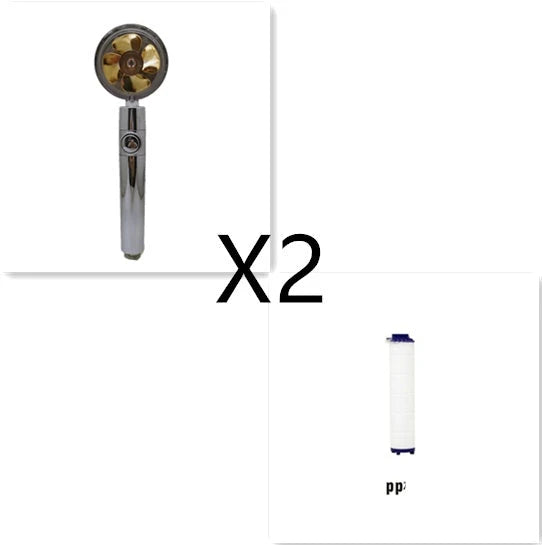 360-degree rotating high-pressure shower head with built-in fan and adjustable water spray