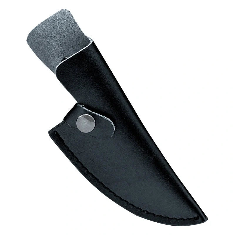 Forged stainless steel boning knife with ergonomic handle and leather sheath