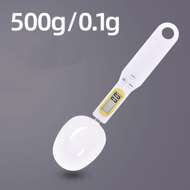 Versatile digital kitchen scale with precise measurements from 0.1g to 500g, multiple unit options, and compact design for easy storage