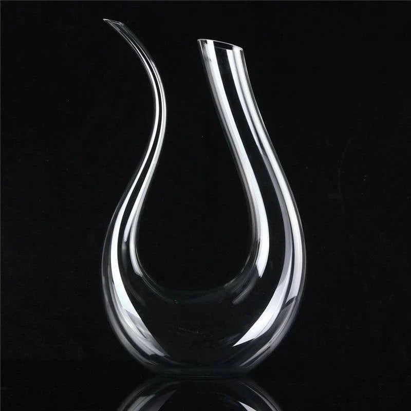 Premium crystal wine decanter with elegant U-shaped design, enhancing the flavor and aroma of your favorite red wines
