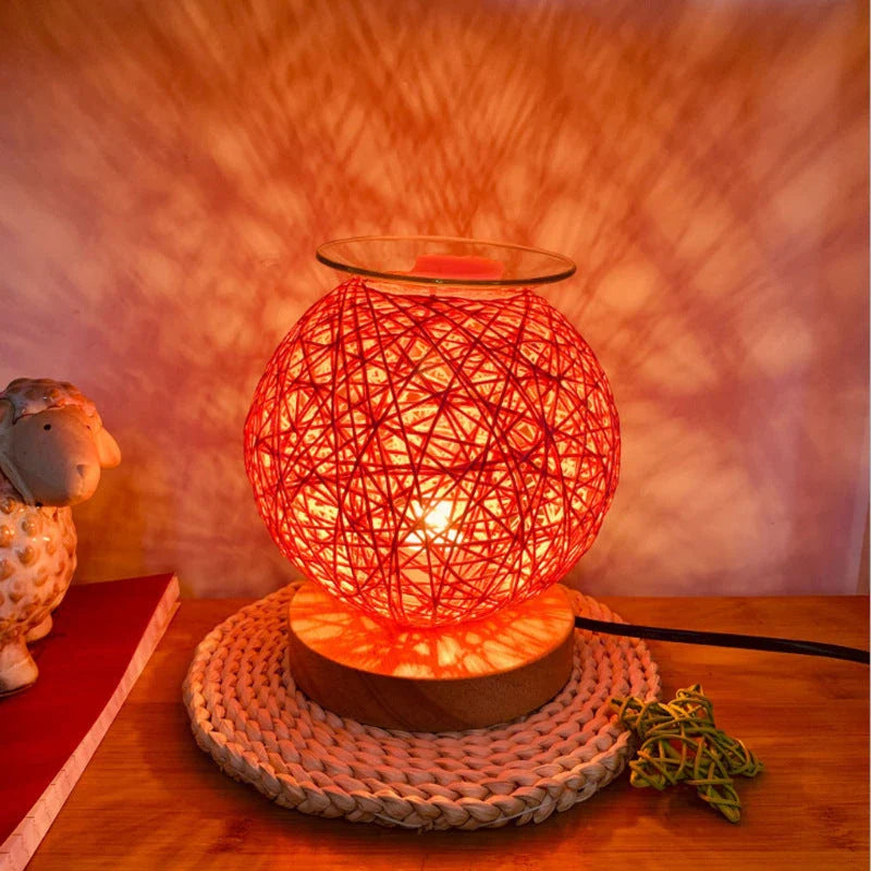 Elegant aroma lamp with bamboo wood design, perfect for adding soothing scents and warm lighting to your home