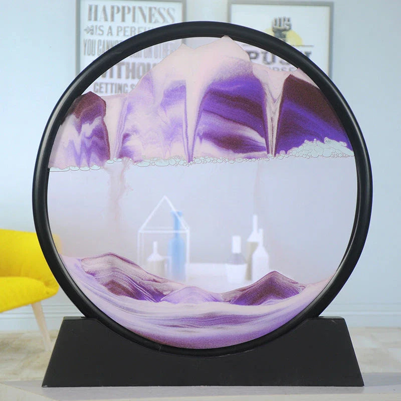 Mesmerizing glass sand art with vibrant, ever-changing movements in a variety of colors