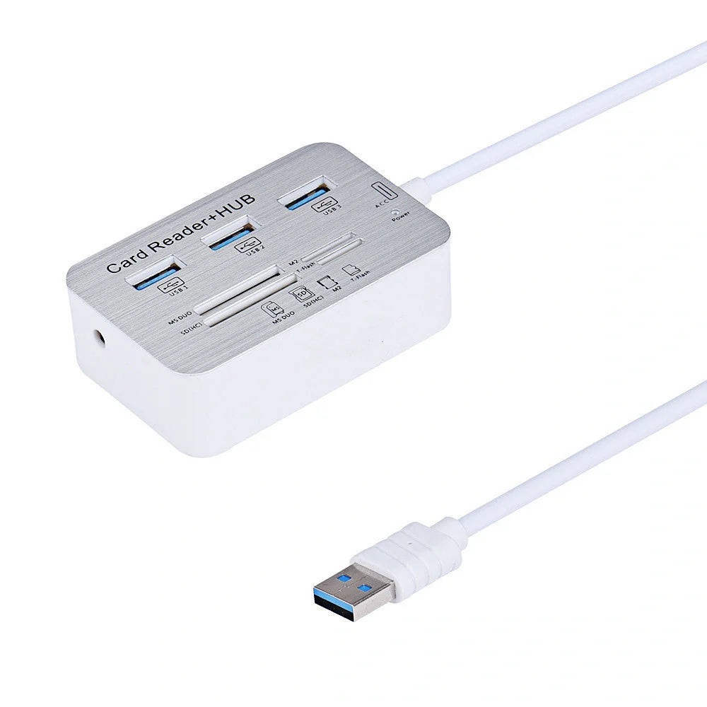 Sleek silver USB 3.0 hub with LED indicator for fast data transfer