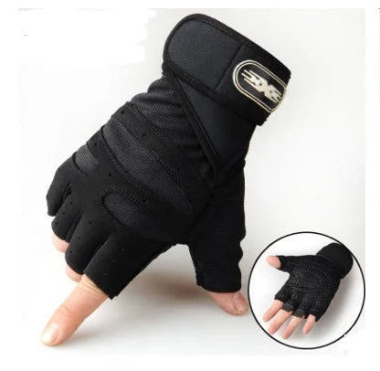 Premium half-finger cycling gloves with breathable mesh, adjustable wrist support, and non-slip palm grips for superior comfort and control during cycling and fitness activities.