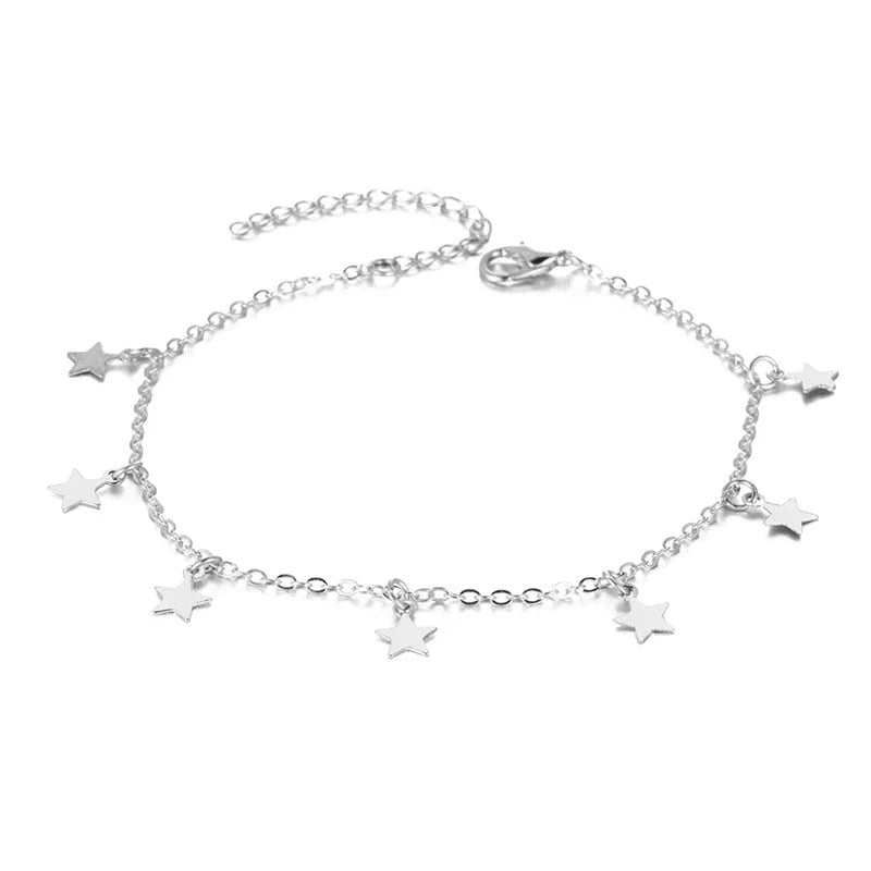 Retro Heart Anklet with Adjustable Chain - Durable Alloy Anklet in Golden, Silver, and Silvery Designs
