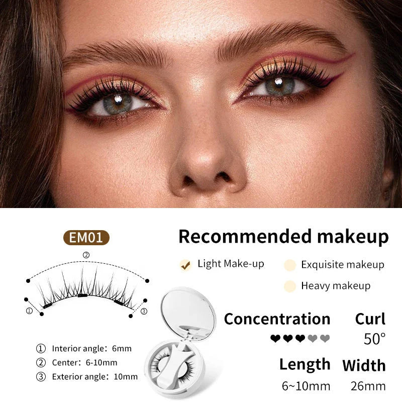 Magnetic false eyelashes with storage box, glue-free and natural-looking lash enhancement