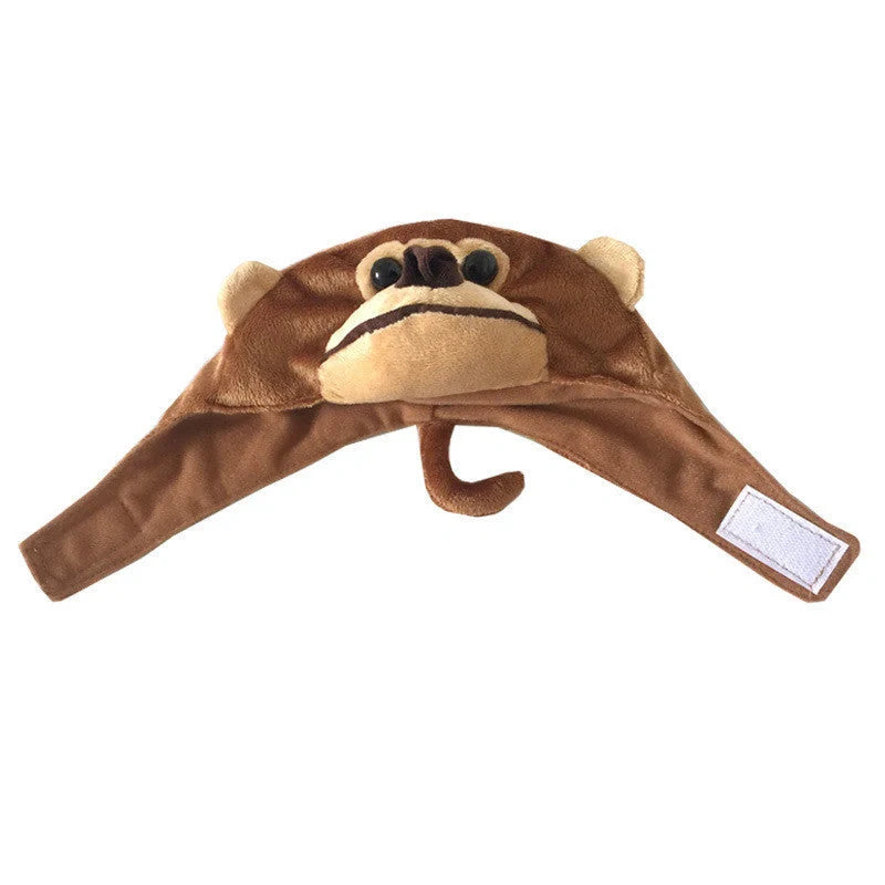 Monkey cartoon design dog hat in brown, suitable for cats and dogs during festivals