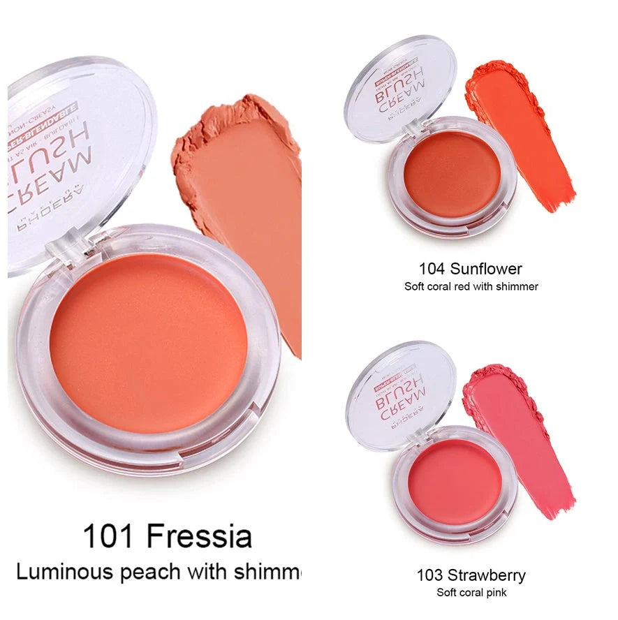 PHOERA Brightening Blush Cream in a variety of vibrant shades, delivering a radiant, healthy-looking glow to the complexion