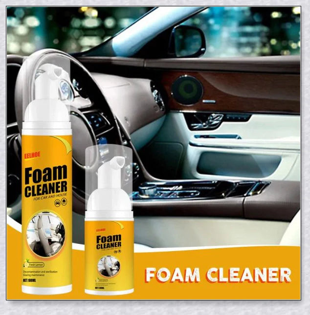 Multifunctional foam cleaner for car interiors, effectively removes dirt, grime and stains from upholstery, carpets and dashboards