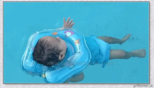 A baby float neck ring with a double airbag design, leakproof air mouth, and adjustable safety lock for secure and comfortable water activities.
