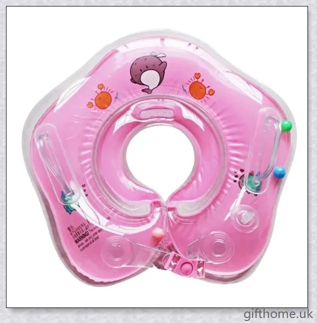 A baby float neck ring with a double airbag design, leakproof air mouth, and adjustable safety lock for secure and comfortable water activities.