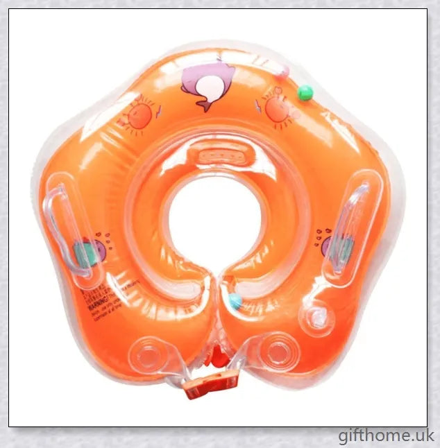 A baby float neck ring with a double airbag design, leakproof air mouth, and adjustable safety lock for secure and comfortable water activities.
