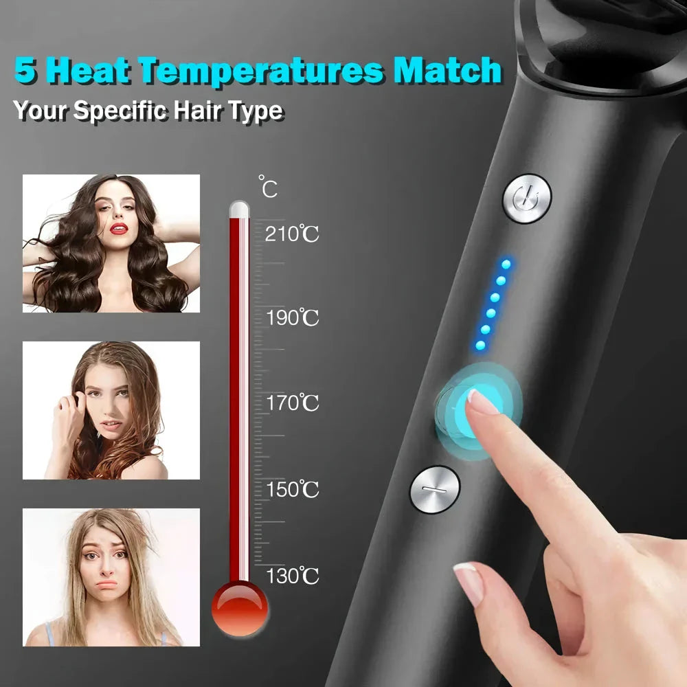 A white hair straightener brush with ceramic heating plates for salon-quality hair styling