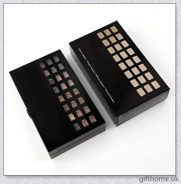A 74-colour makeup palette with eye shadows, lip glosses, and blushes in a high-gloss glitter and sequin finish