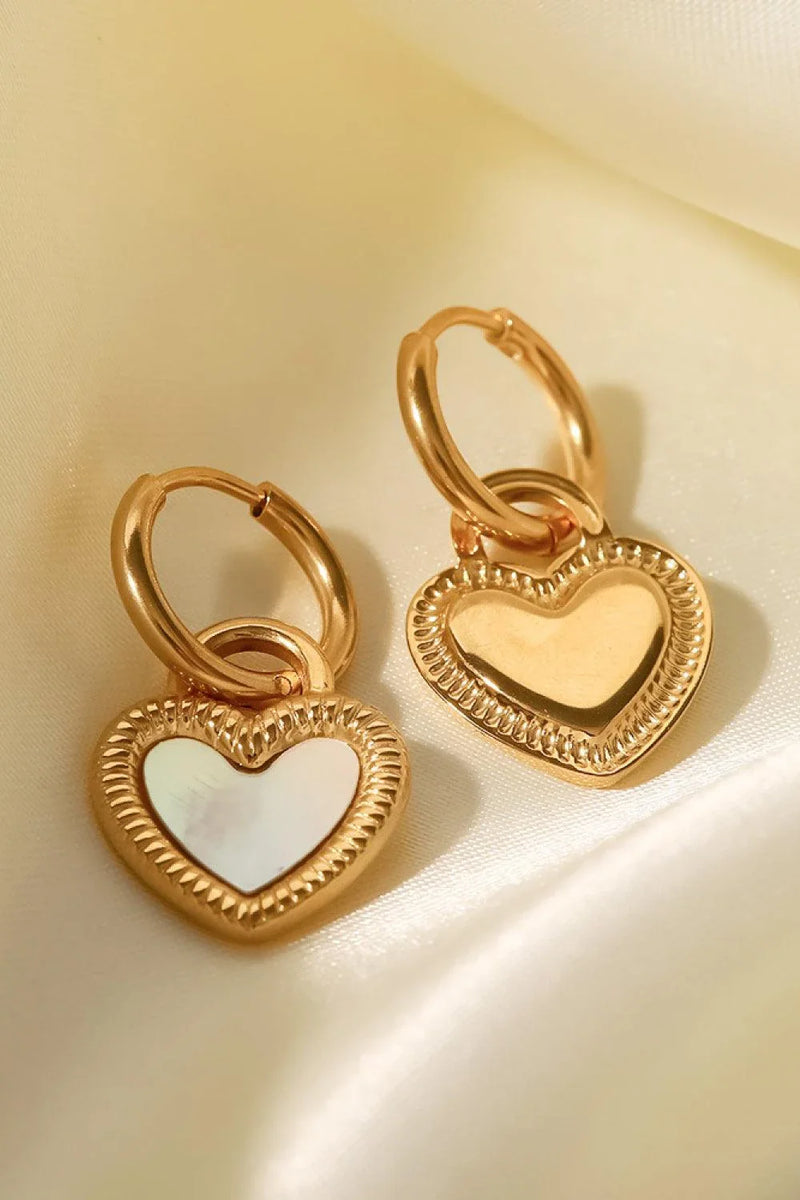 GiftHome UK Inlaid Shell Heart Drop Earrings