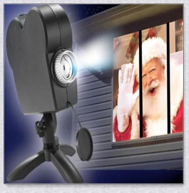 Magic Window Projector that transforms any window into a festive display with Christmas, Halloween, and birthday films