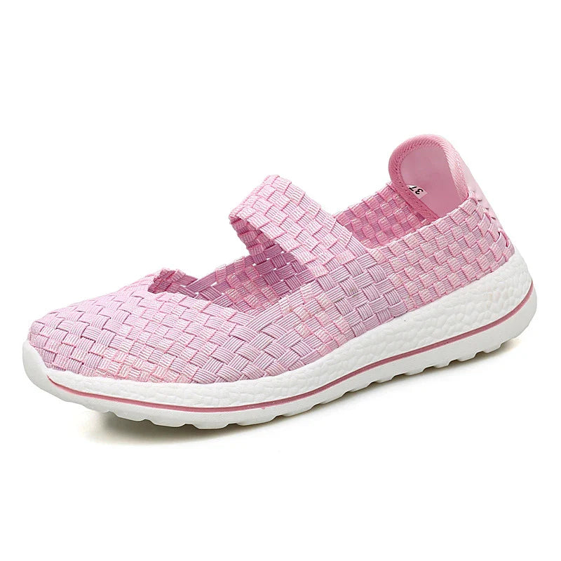 Comfortable and breathable women's mesh walking shoes with a soft, flexible sole