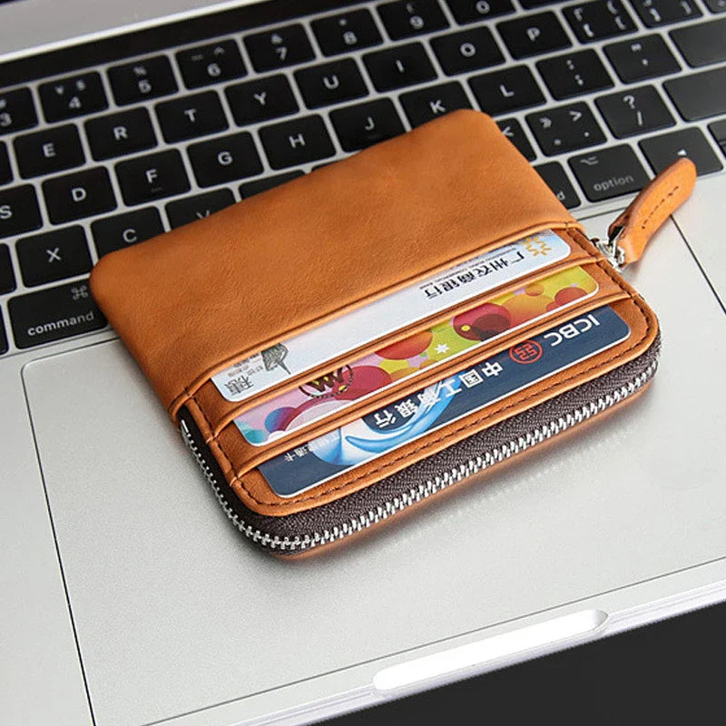 Premium leather horizontal wallet in a retro style, made from first-layer cowhide for exceptional durability and quality