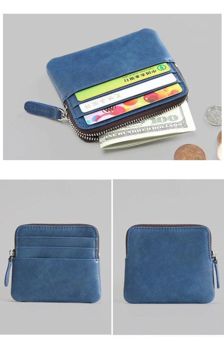 Premium leather horizontal wallet in a retro style, made from first-layer cowhide for exceptional durability and quality